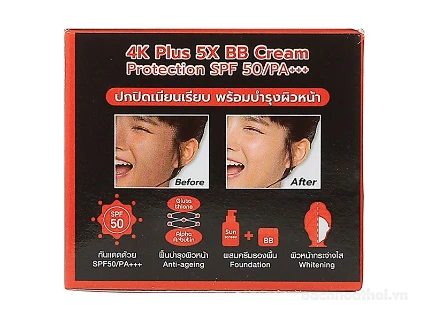 Kem nền chống nắng trắng da 4K Plus 5X BB Cream Protection SPF 50 PA+++ Thái Lan ảnh 2