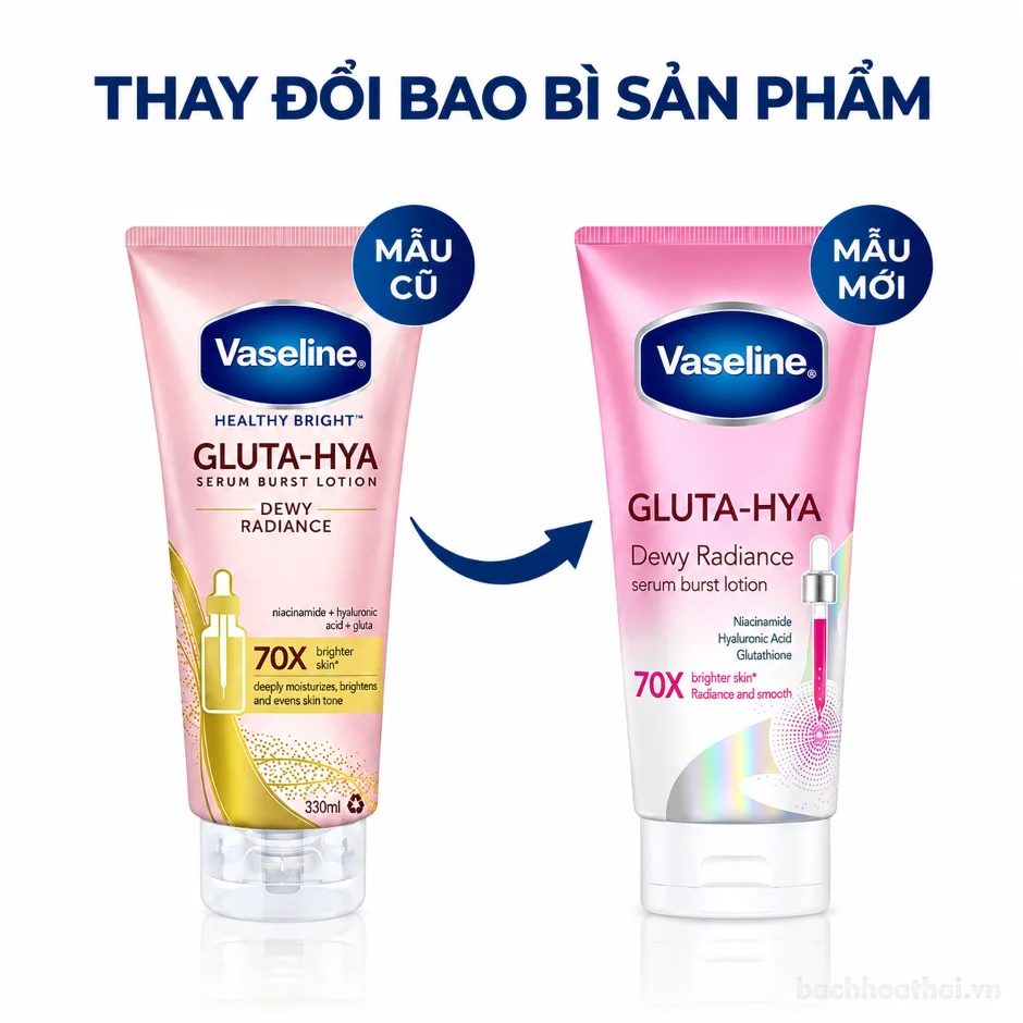 Sữa dưỡng thể trắng da, mờ thâm đều màu da Vaseline Healthy Bright Gluta-Hya Serum Burst ảnh 21