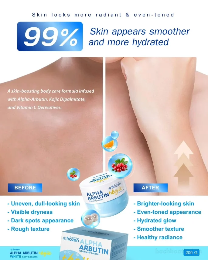 Kích trắng Frozen Alpha Arbutin + Kojic White body booster 200gr ảnh 2