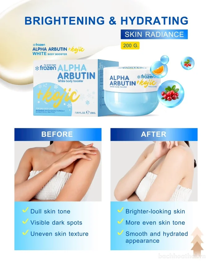 Kích trắng Frozen Alpha Arbutin + Kojic White body booster 200gr ảnh 10