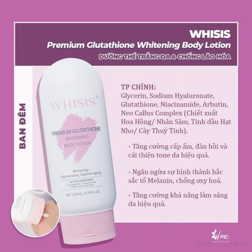 Kem Dưỡng Thể Trắng Da WHISIS Chống Nắng - Premium Collagen Whitening Body Lotion 200ml ảnh 3