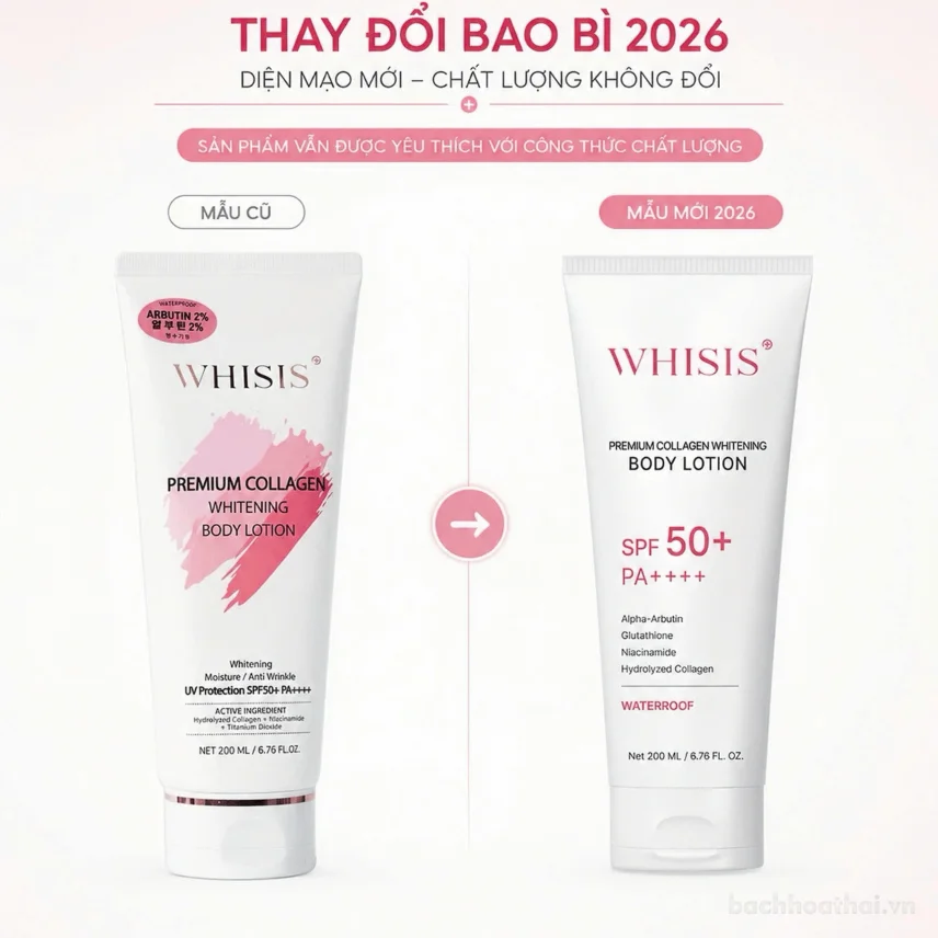 Kem Dưỡng Thể Trắng Da WHISIS Chống Nắng - Premium Collagen Whitening Body Lotion 200ml ảnh 5