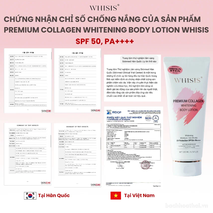 Kem Dưỡng Thể Trắng Da WHISIS Chống Nắng - Premium Collagen Whitening Body Lotion 200ml ảnh 7