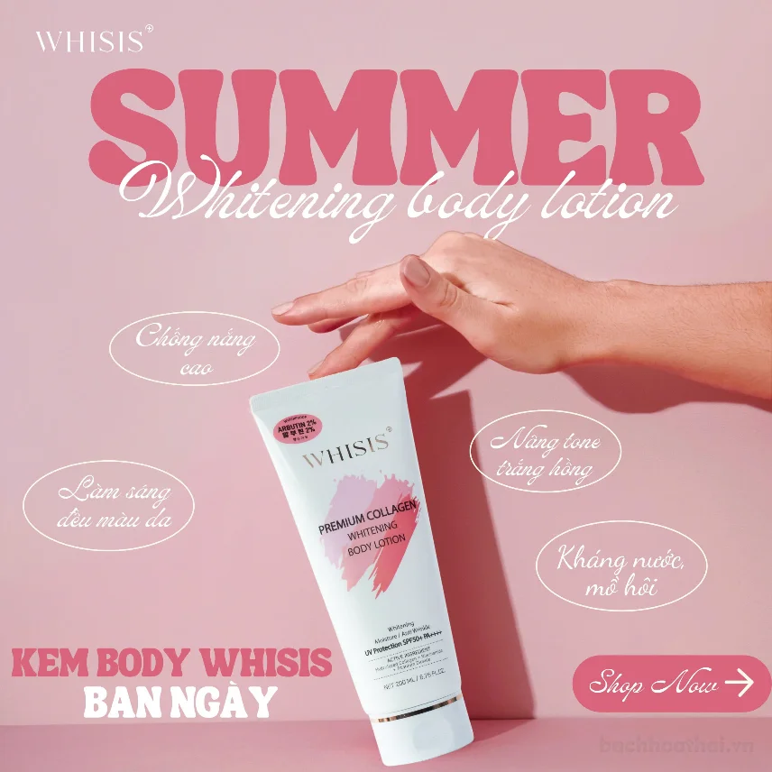 Kem Dưỡng Thể Trắng Da WHISIS Chống Nắng - Premium Collagen Whitening Body Lotion 200ml ảnh 8