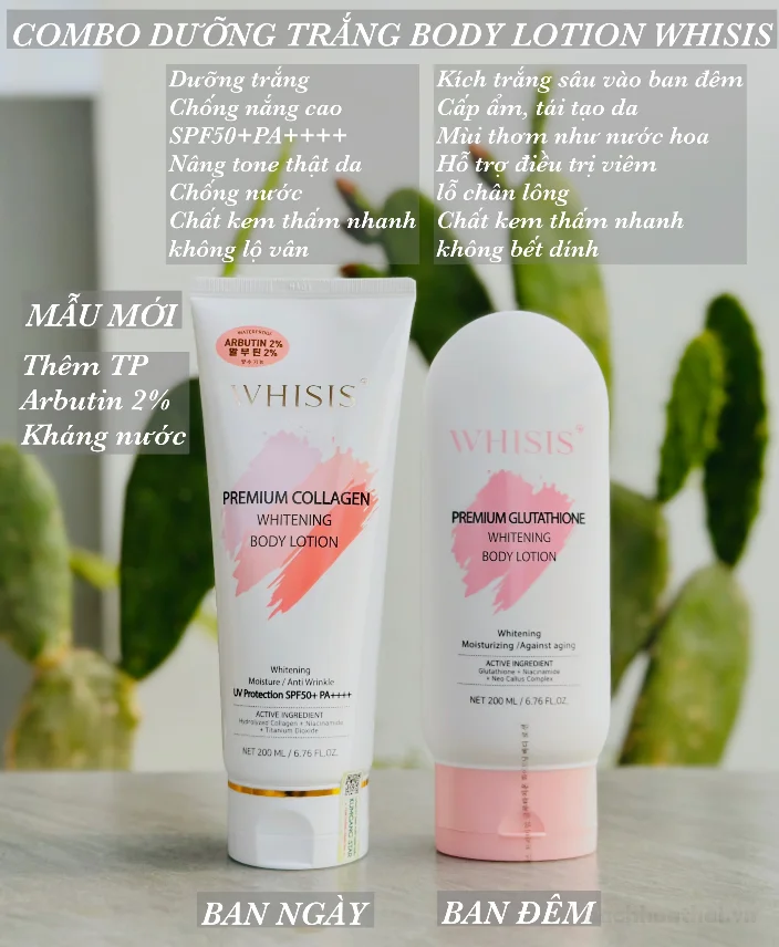 Kem Dưỡng Thể Trắng Da WHISIS Chống Nắng - Premium Collagen Whitening Body Lotion 200ml ảnh 9