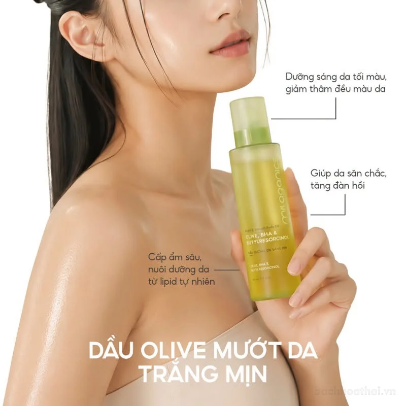 Dầu Olive dưỡng da Milaganics Olive, BHA & Butylresorcinol 150ml ảnh 3