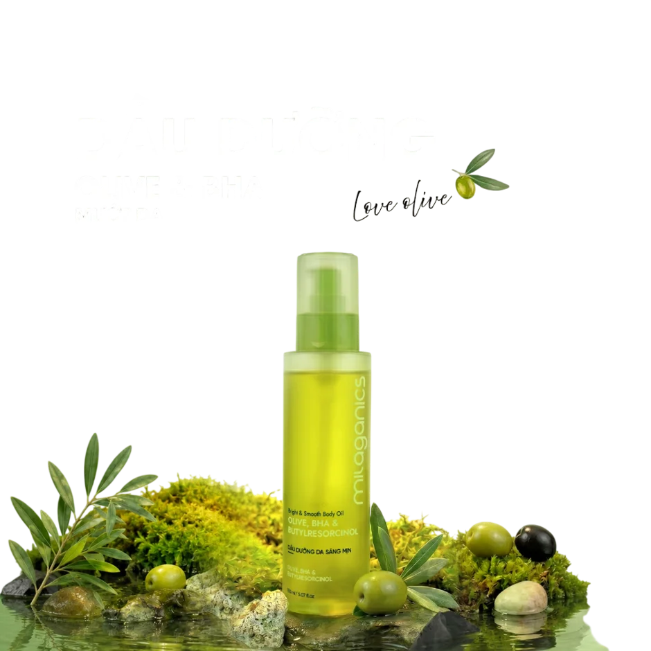 Dầu Olive dưỡng da Milaganics Olive, BHA & Butylresorcinol 150ml ảnh 1
