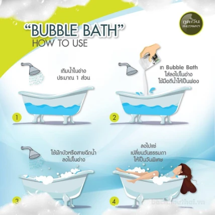 Bột tắm tinh dầu tạo bọt thơm Phutawan Bubble Bath ảnh 8