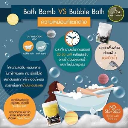 Bột tắm tinh dầu tạo bọt thơm Phutawan Bubble Bath ảnh 11