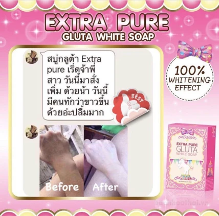 Xà phòng tắm trắng nguyên chất Extra Pure Gluta White Thái Lan ảnh 14