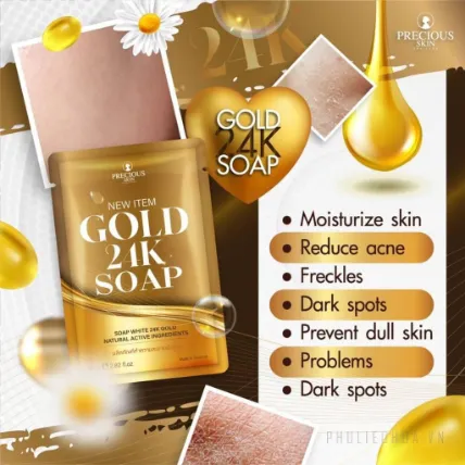 Xà phòng trắng da vàng Precious Skin Gold 24K Soap Thái Lan ảnh 8