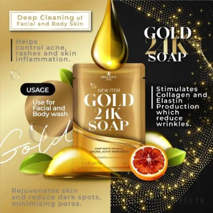 Xà phòng trắng da vàng Precious Skin Gold 24K Soap Thái Lan ảnh 11