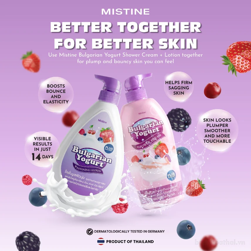 Sữa tắm dưỡng trắng da MISTINE BULGARIAN YOGURT Shower Cream  ảnh 13