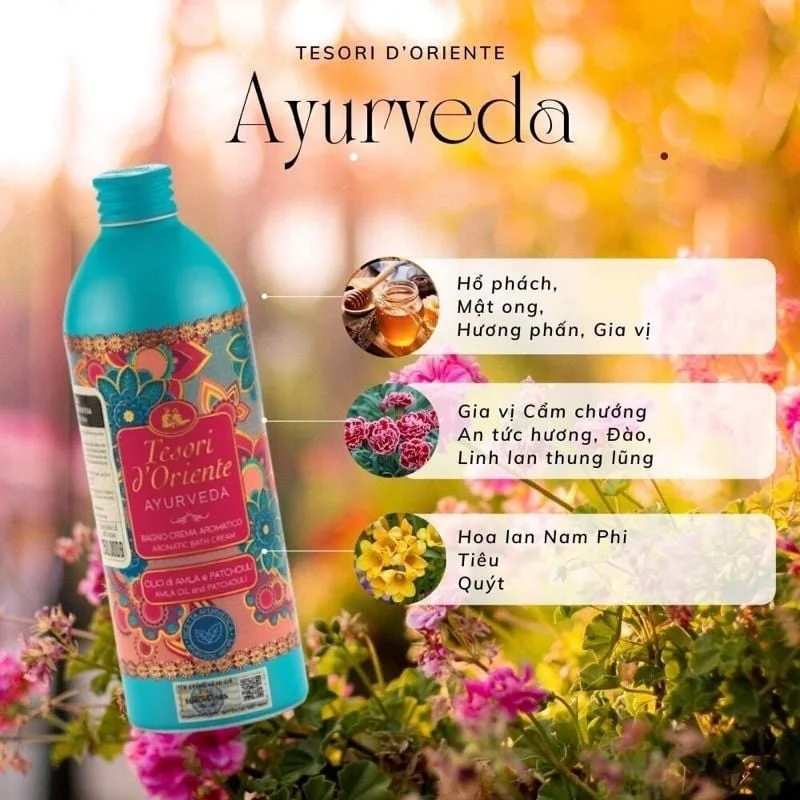 Sữa tắm Tesori D'Oriente Ayurveda hương hước hoa Ý 500ml ảnh 14