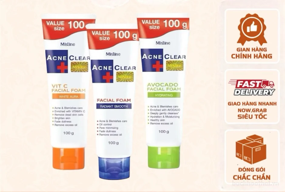 Sữa rửa mặt kiểm soát dầu dành cho da mụn Mistine Acne Clear Facial Foam Thái Lan ảnh 12
