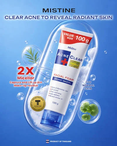 Sữa rửa mặt kiểm soát dầu dành cho da mụn Mistine Acne Clear Facial Foam Thái Lan ảnh 14