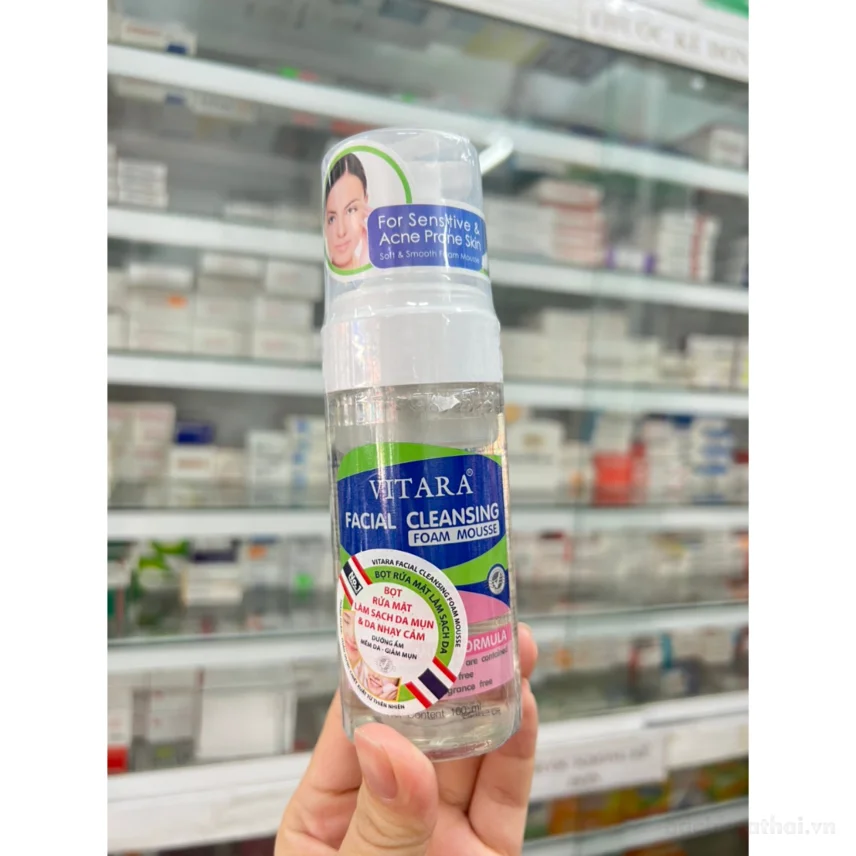 Bọt rửa mặt VITARA Facial Cleansing Mousse Foam cho da mụn và da nhạy cảm  ảnh 4