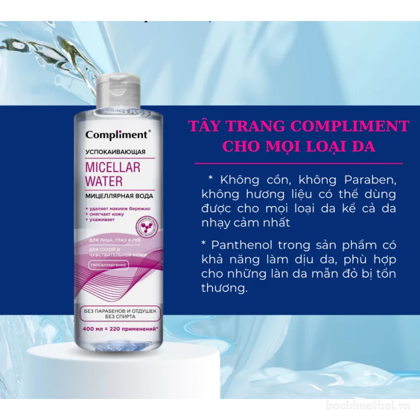 Nước tẩy trang Compliment Micella Water làm sạch sâu dành cho da mụn, nhạy cảm 400ml ảnh 10