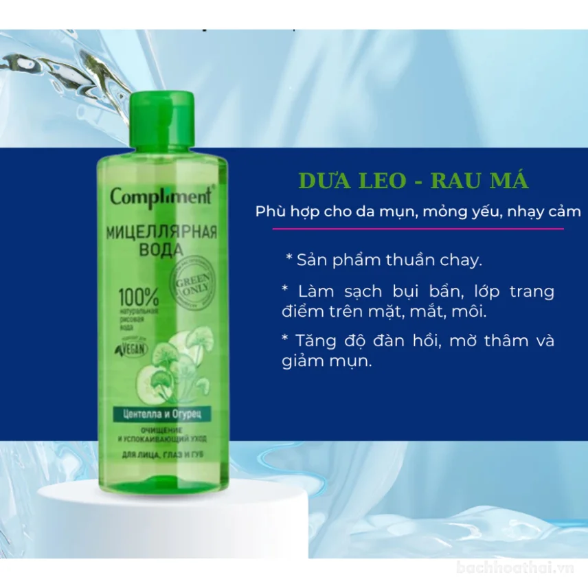 Nước tẩy trang Compliment Micella Water làm sạch sâu dành cho da mụn, nhạy cảm 400ml ảnh 13