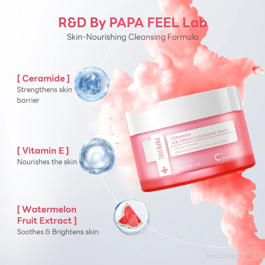 Kem tẩy trang Papa Feel Ceramide Ice Cream Cleansing Balm 40gr ảnh 6
