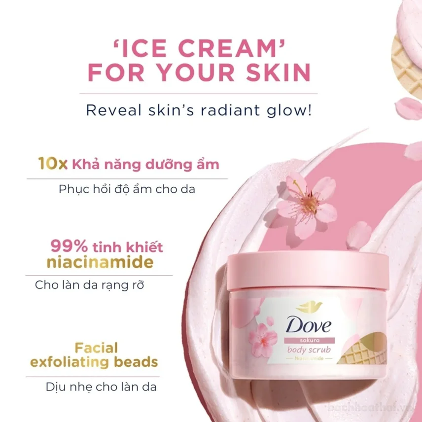 Tẩy tế bào chết dưỡng ẩm Dove body scrub 280gr ảnh 10