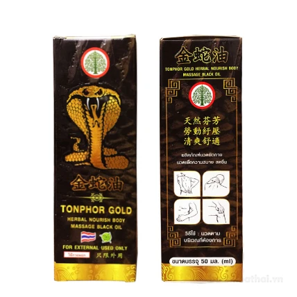 Dầu rắn hổ mang Tonphor Gold Herbal Body Massage Black Oil Thái Lan  ảnh 5