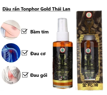Dầu rắn hổ mang Tonphor Gold Herbal Body Massage Black Oil Thái Lan  ảnh 8