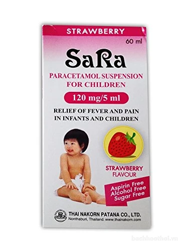 Siro hạ sốt giảm đau trẻ em Sara Paracetamol Oral Suspension For Children Thái Lan ảnh 2