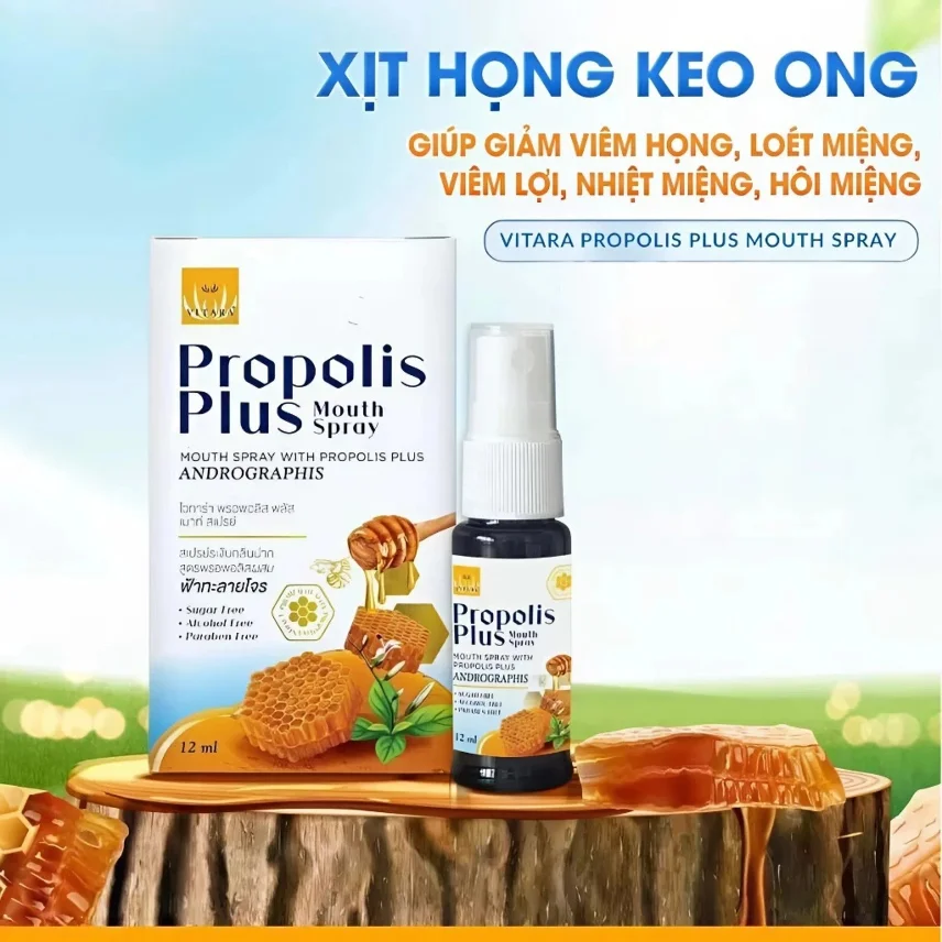 Xịt Họng Keo Ong Propolis Plus 12ml Xuyên Tâm Liên Giảm Đau Họng Khan Tiếng Nhiệt Miệng  ảnh 8