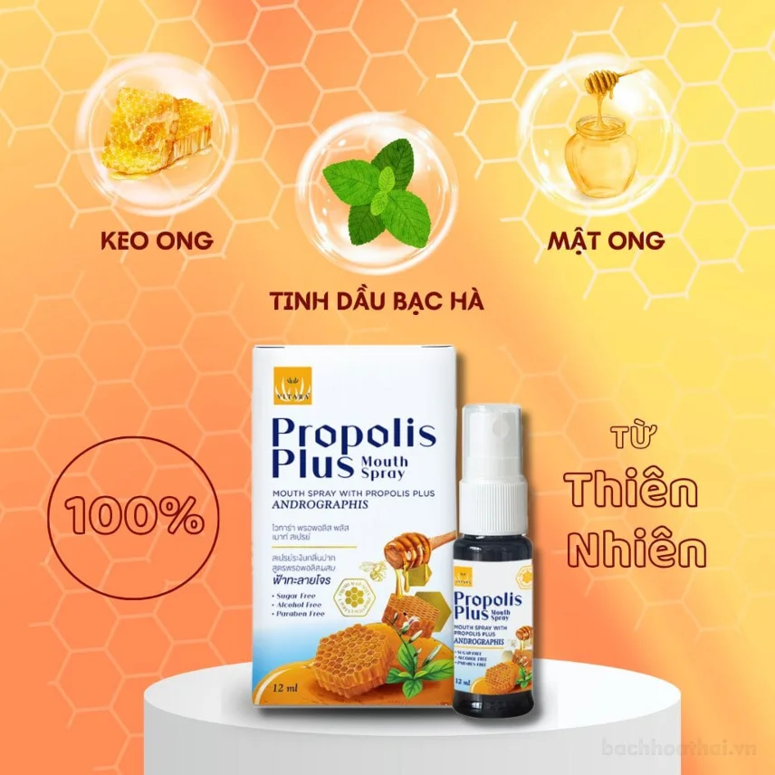 Xịt Họng Keo Ong Propolis Plus 12ml Xuyên Tâm Liên Giảm Đau Họng Khan Tiếng Nhiệt Miệng  ảnh 11