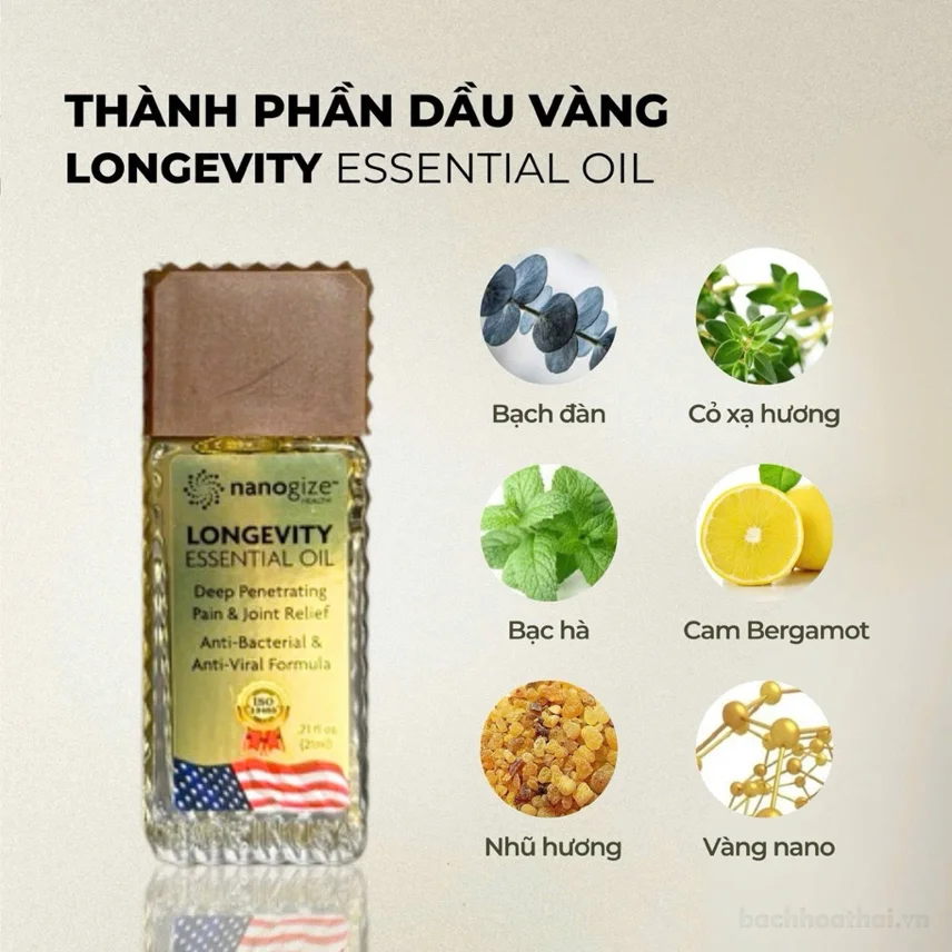 Dầu gió vàng NANOGIZE HEALTH Longevity Essential Oil (21ml) - Mỹ ảnh 10