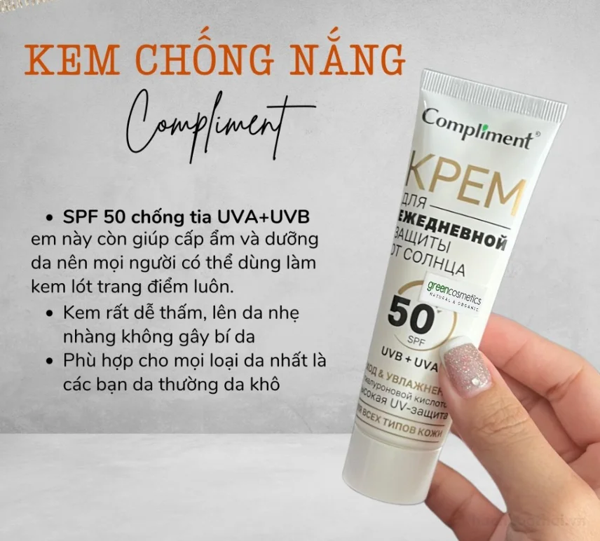 Kem chống nắng Compliment Kpem 50Spf ngăn UVB + UVA - Nga ảnh 11