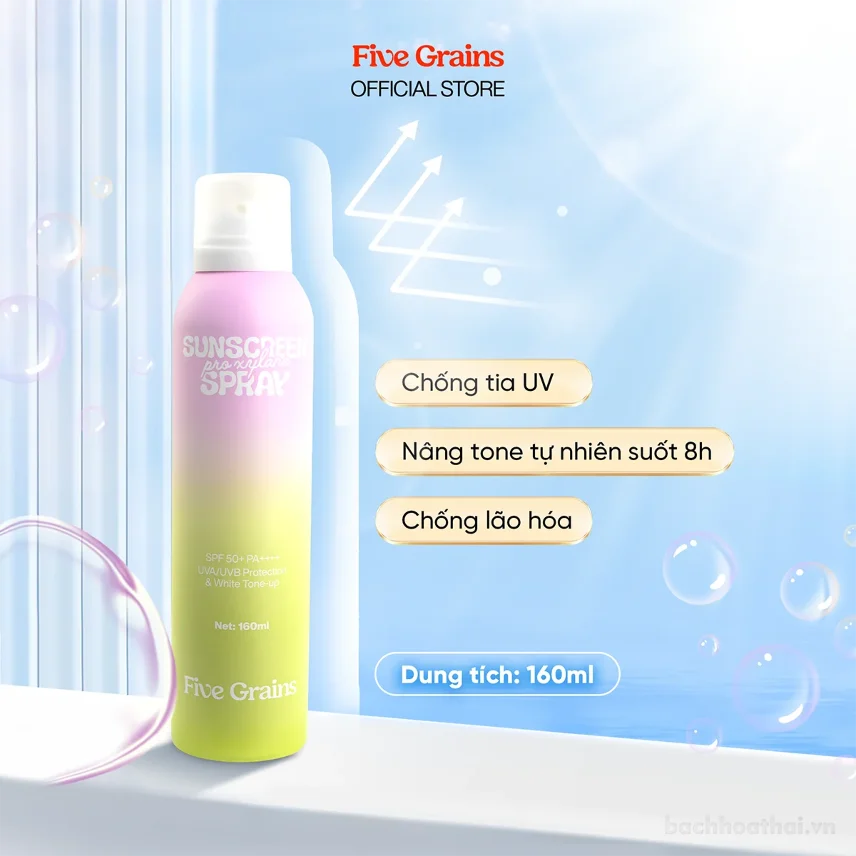 Xịt chống nắng Five Grains nâng tone Pro-Xylane 160ML ảnh 2