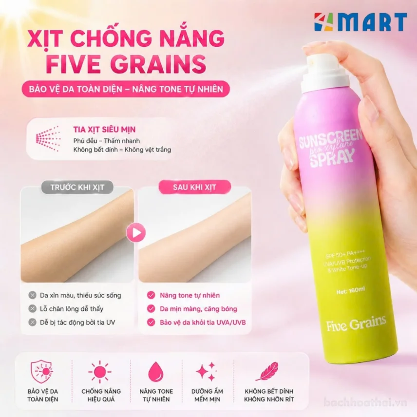 Xịt chống nắng Five Grains nâng tone Pro-Xylane 160ML ảnh 10
