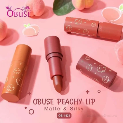 Bộ 3 son sáp lì Obuse Peachy Lip Matte & Silky Thái Lan ảnh 9