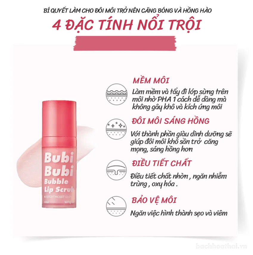 Bọt tẩy tế bào chết môi Unpa Bubi Bubi Bubble 10ml ảnh 4