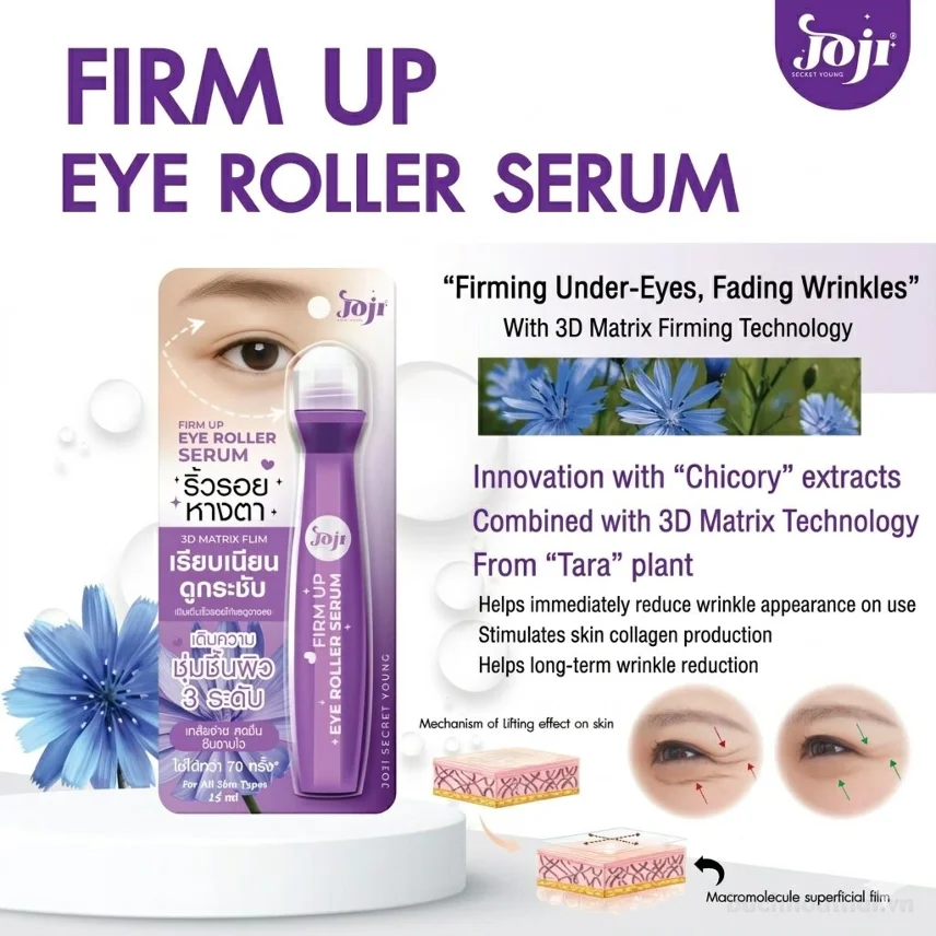 Bút lăn mắt 3D dưỡng mắt, phục hồi nếp nhắn Joji Eye Roller Serum 15ml ảnh 7
