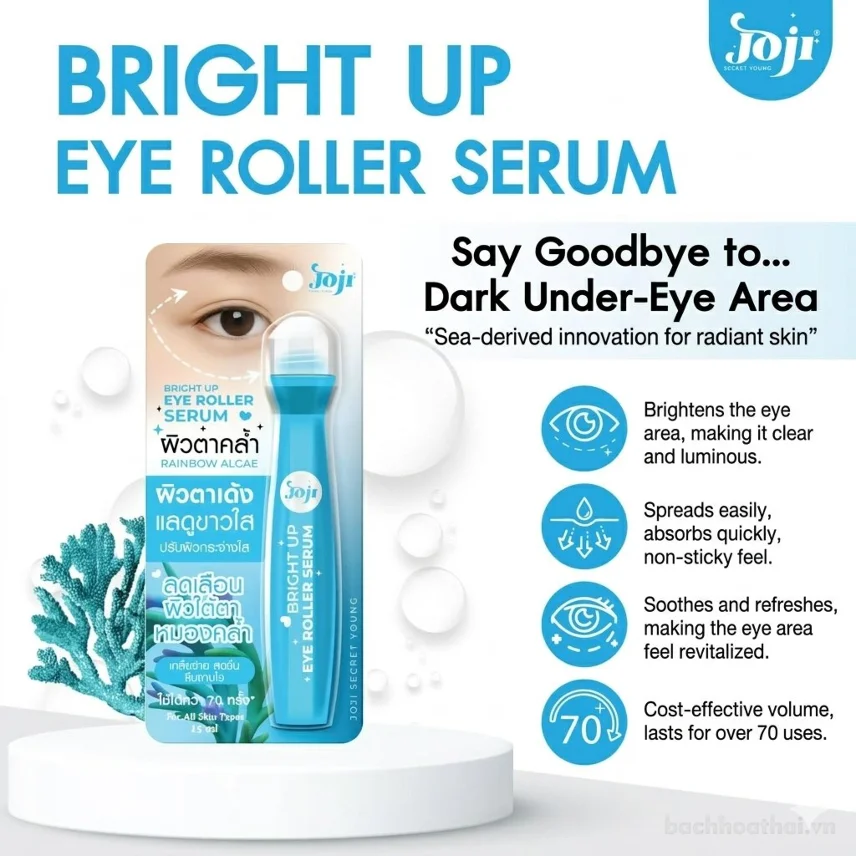 Bút lăn mắt 3D dưỡng mắt, phục hồi nếp nhắn Joji Eye Roller Serum 15ml ảnh 9