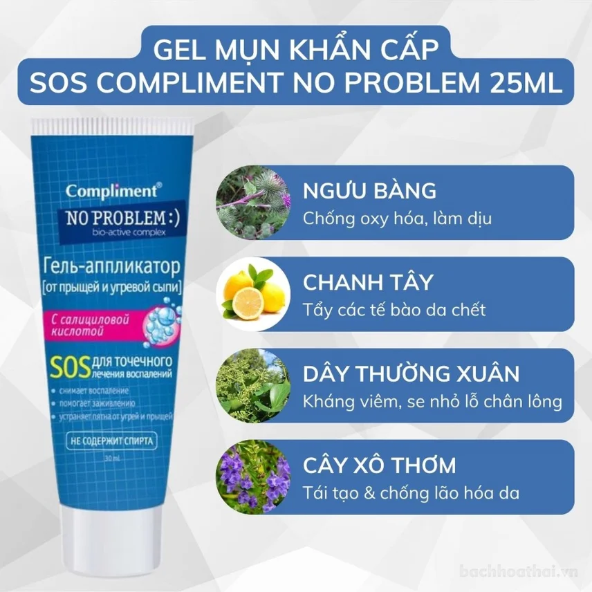 Gel chấm mụn tẩy tế bào chết cho da nhờn mụn Compliment No Problem Spot Gel 25ml ảnh 5