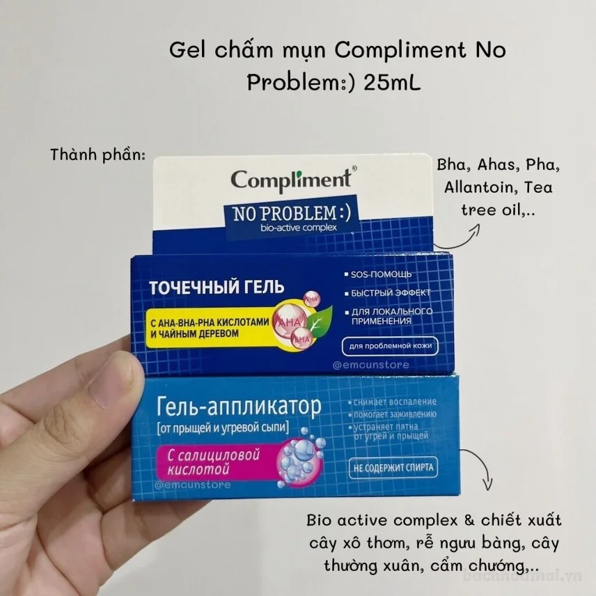 Gel chấm mụn tẩy tế bào chết cho da nhờn mụn Compliment No Problem Spot Gel 25ml ảnh 6