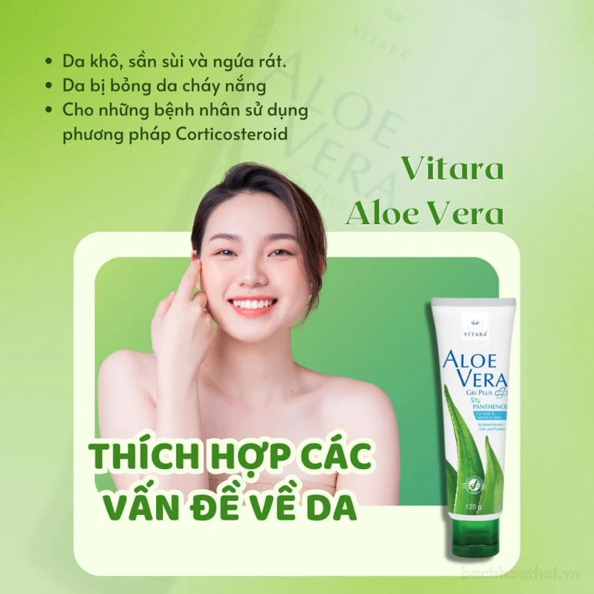 Gel nha đam da kích ứng Vitara Aloe Vera 5% Panthanol làm dịu da ảnh 3