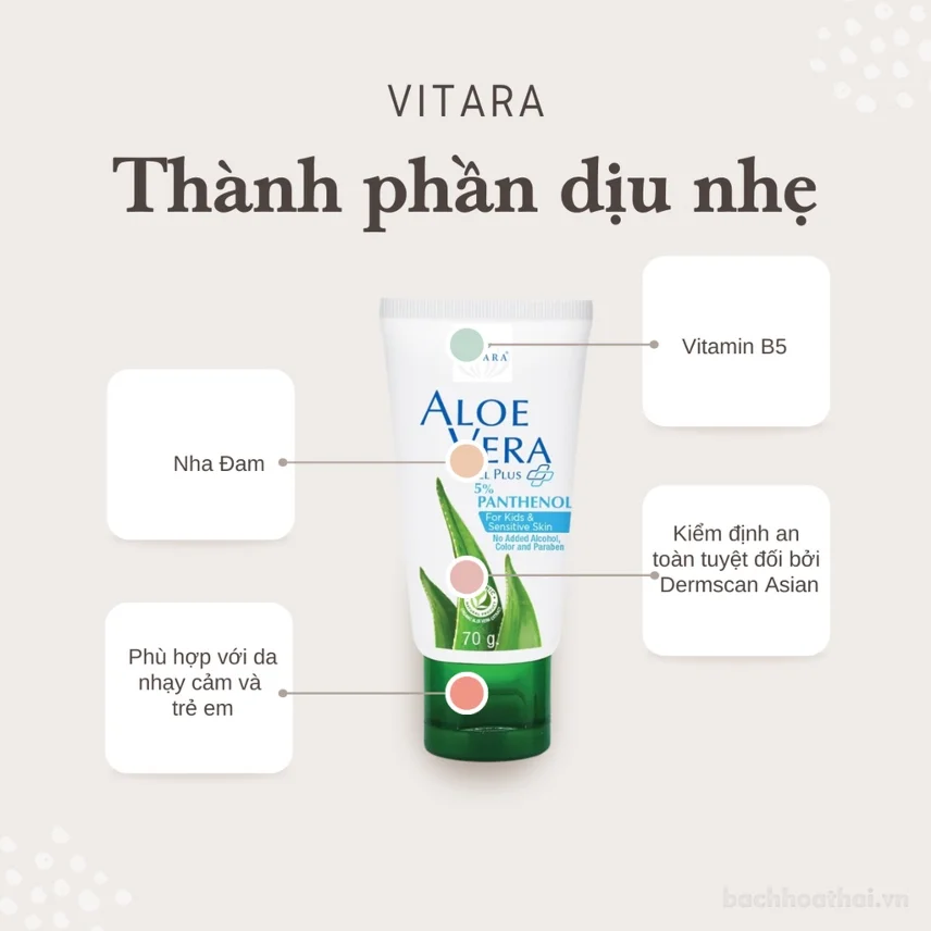 Gel nha đam da kích ứng Vitara Aloe Vera 5% Panthanol làm dịu da ảnh 10