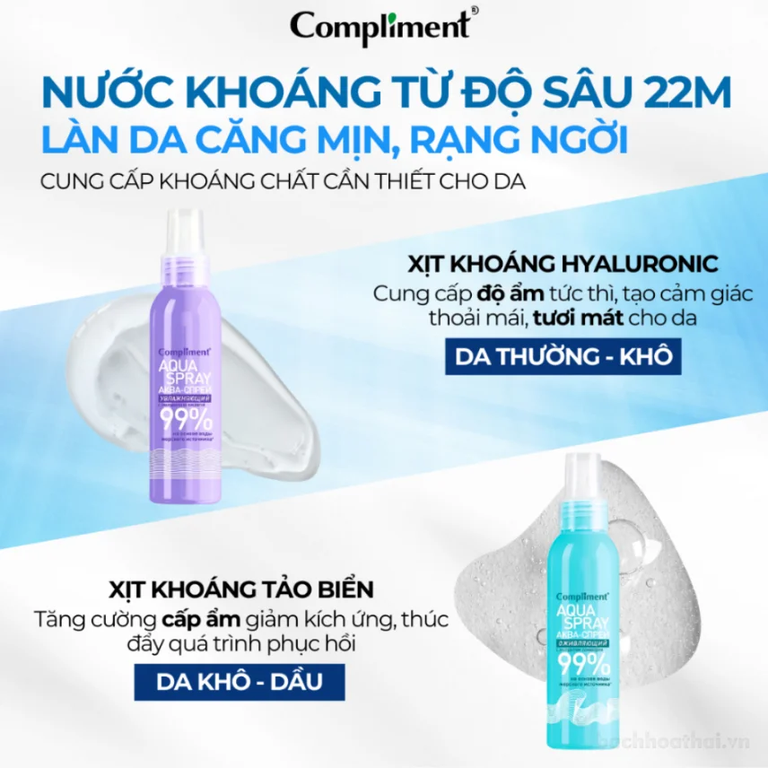 Xịt Khoáng Compliment Aqua Spray 99% cấp ẩm 200mL ảnh 9