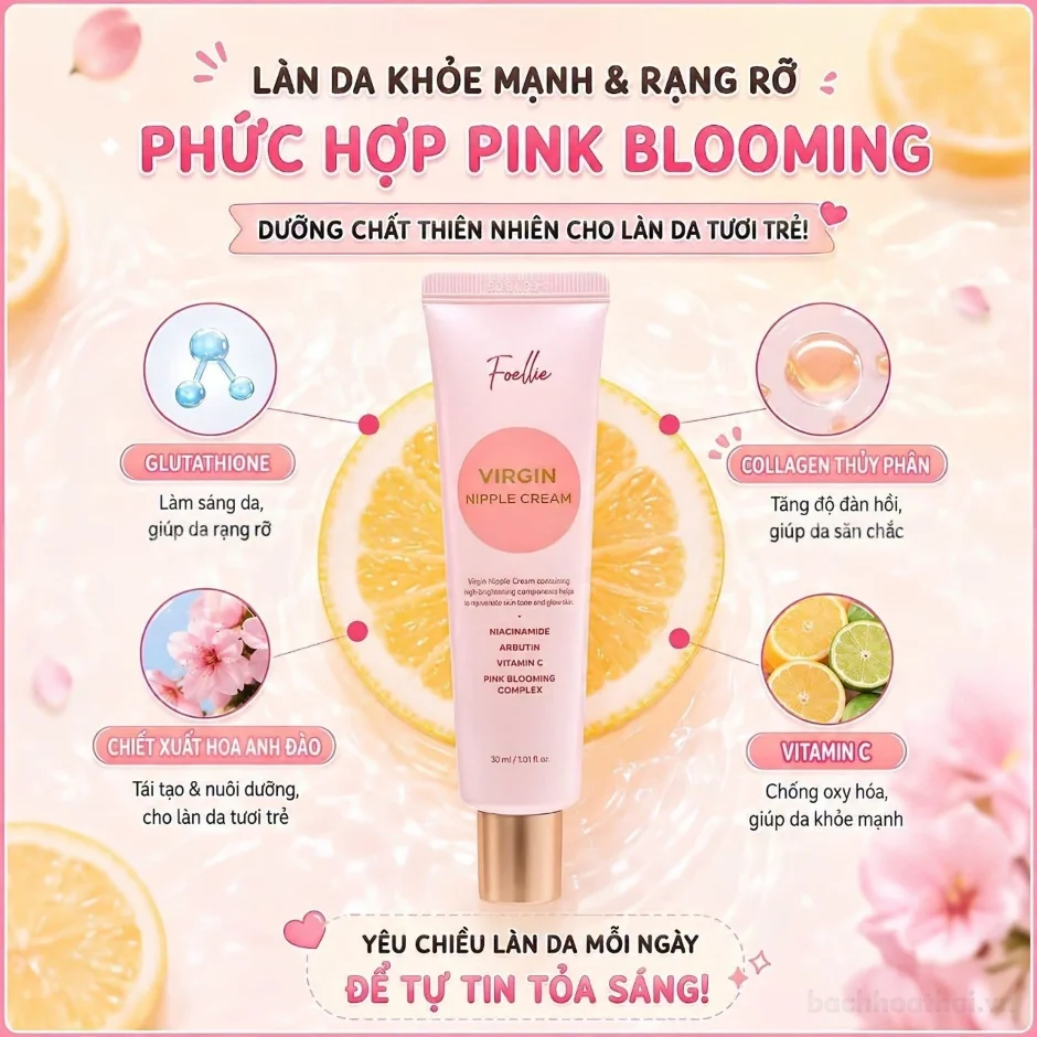 Kem làm hồng nhũ hoa giảm sắc tố da Foellie VIRGIN NIPLE CREAM ảnh 4
