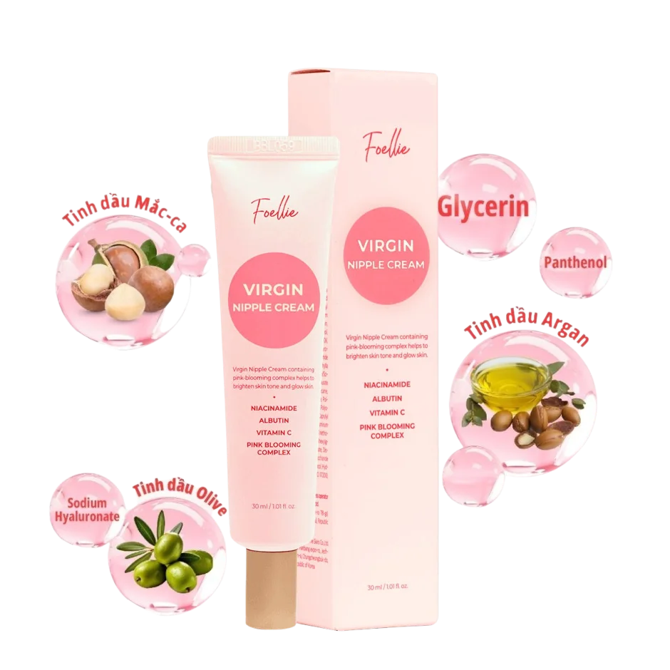 Kem làm hồng nhũ hoa giảm sắc tố da Foellie VIRGIN NIPLE CREAM ảnh 1