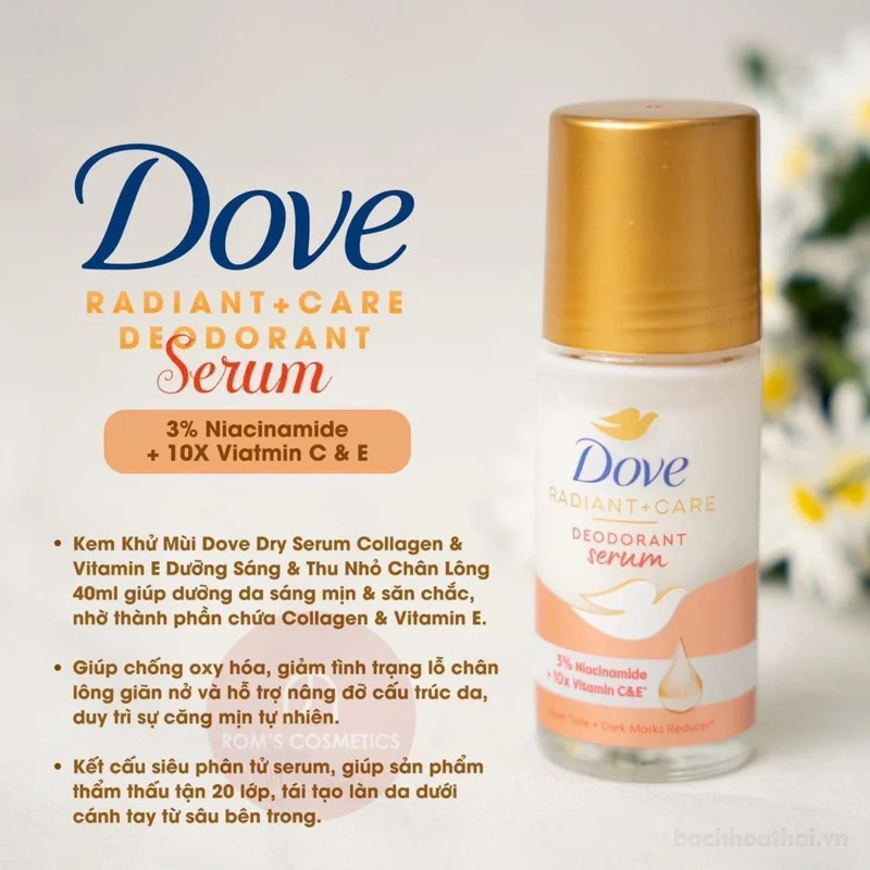 Lăn ngăn mùi tinh chất serum Dove Radiant Care sáng mịn đều màu da 45ml ảnh 8
