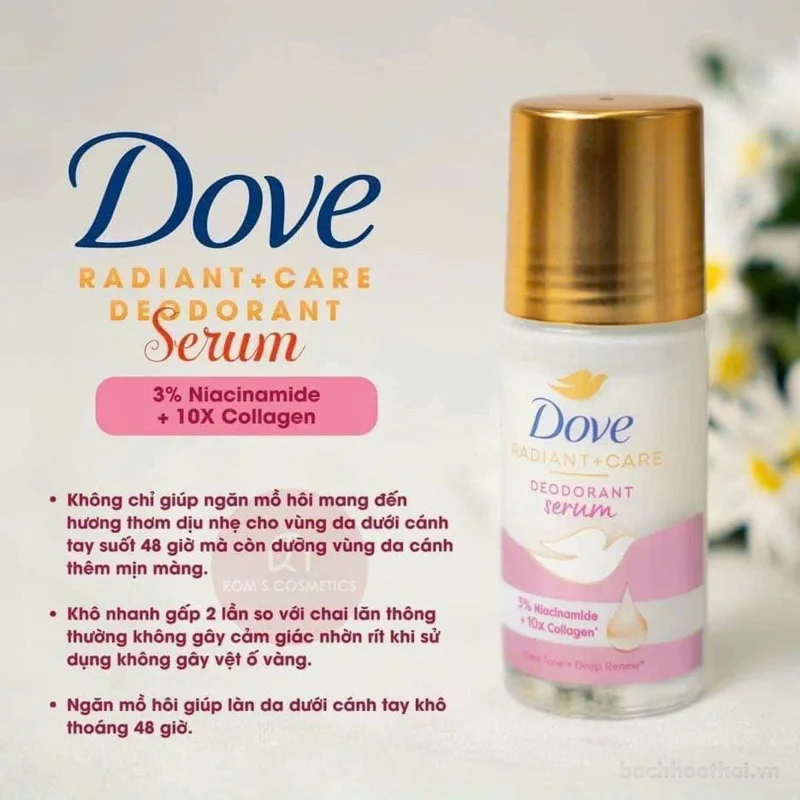 Lăn ngăn mùi tinh chất serum Dove Radiant Care sáng mịn đều màu da 45ml ảnh 9