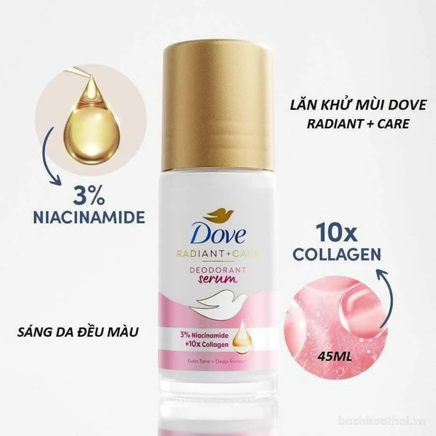 Lăn ngăn mùi tinh chất serum Dove Radiant Care sáng mịn đều màu da 45ml ảnh 5