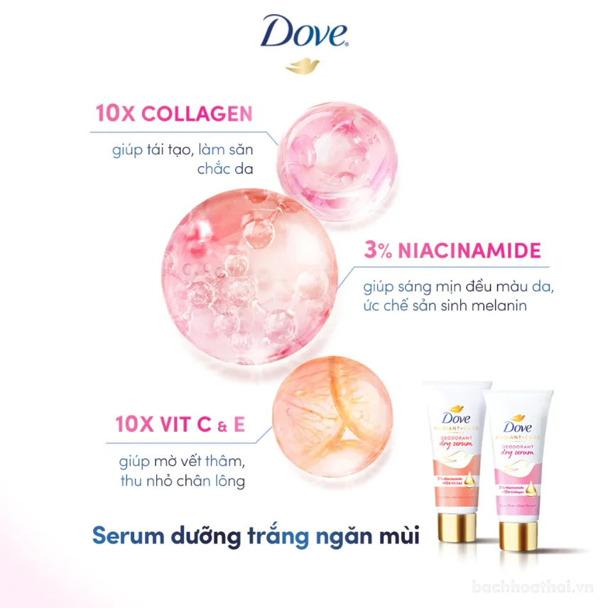 Lăn ngăn mùi tinh chất serum Dove Radiant Care sáng mịn đều màu da 45ml ảnh 6