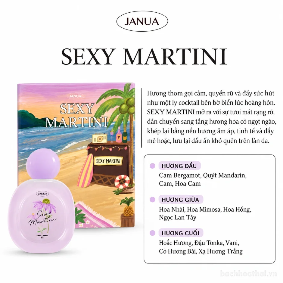 Nước hoa cho nữ Janua Eau De Parfum Charming Belle, Sexy Martini 30ml ảnh 9